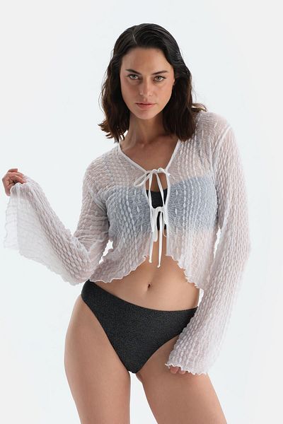 Dagi Ecru Front Tie Short Shirt