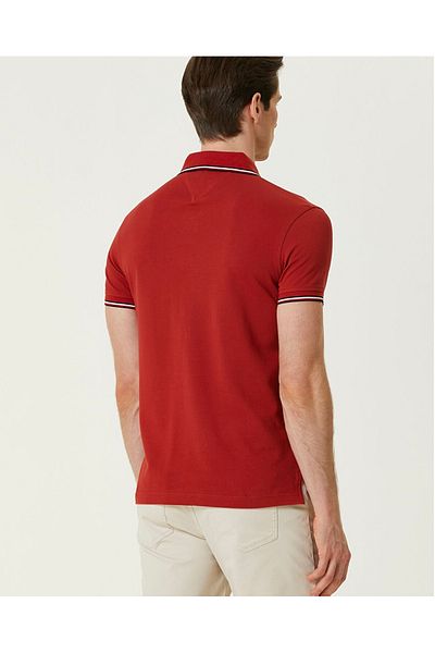 Tommy Hilfiger Men's Red Polo Neck T-Shirt