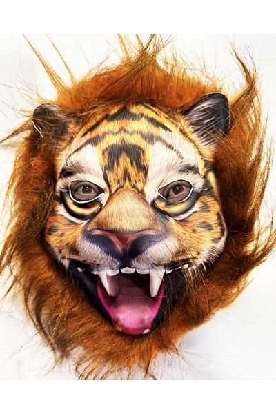 Oneol Yayınevi Brown Haired Maneed Lion Tiger Wolf Mask Mega Plush 28 No (4767) - 1Ol4456-1206