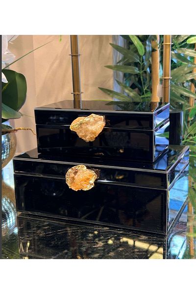 veraev Glass Natural Stone Decorative Box