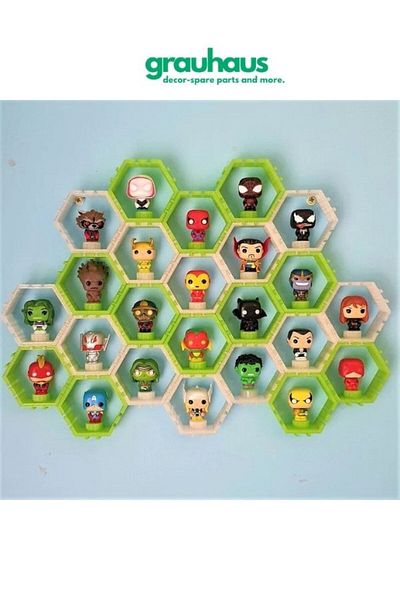 GRAUHAUS 2 Pop! Funkos Shelf Hexagon Shelf Set Green and White Figure Shelf