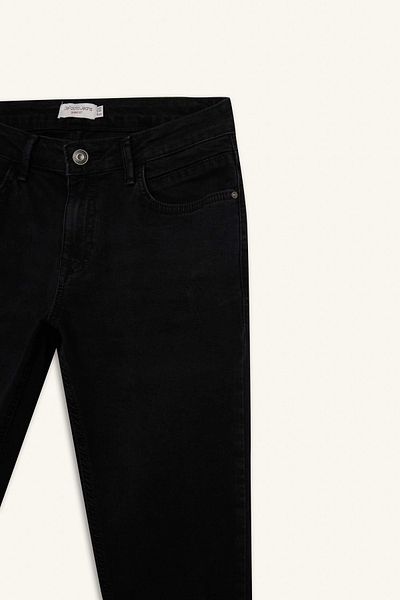 DeFacto S2285 Μαύρο Carlo Skinny Fit Εξαιρετικά στενή εφαρμογή Κανονική μέση Εξαιρετικά στενό παντελόνι Jean