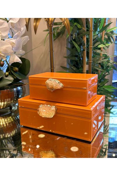 veraev Glass Natural Stone Decorative Box