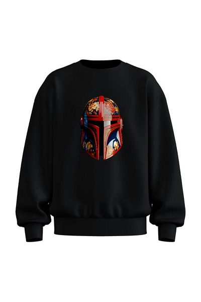 rathorion 3 Thread Flower Helmet Black Unisex Oversize Sweatshirt