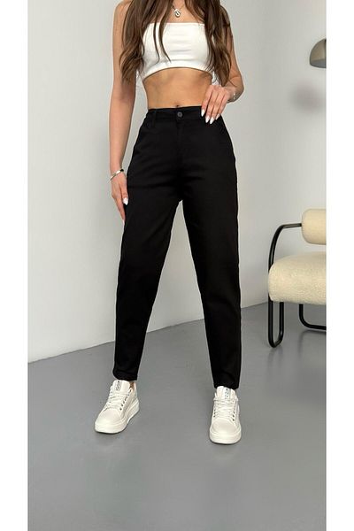 LİMABEL Lisa Aideen Women's Black High Waist Mom Lycra Jeans