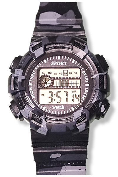 ZAVİRA Erkek Dijital Çocuk Kol Saati Asker Kamuflaj Desenli Spor Renkli