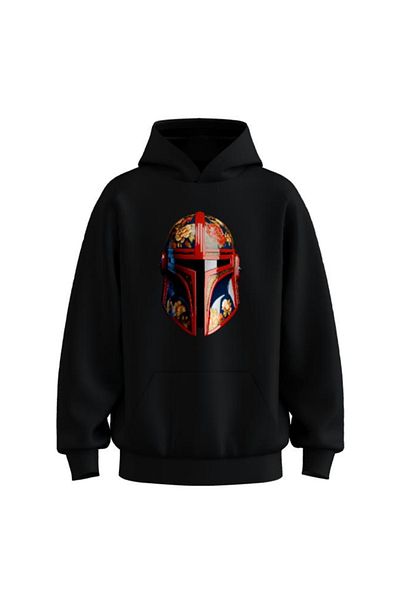 rathorion 3 Thread Flower Helmet Black Unisex Oversize Hoodie