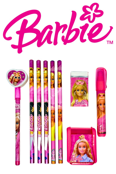 Barbie BARBİE Lisanslı Kurşun Kalem,ve Yumurtlayan Set 9 PARÇA