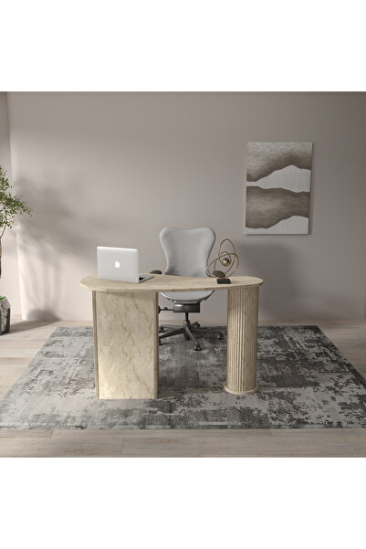 klubeconcept Modern Travertan Çalışma Masası Ofis ve Ev İçin Zarif 100% MDF
