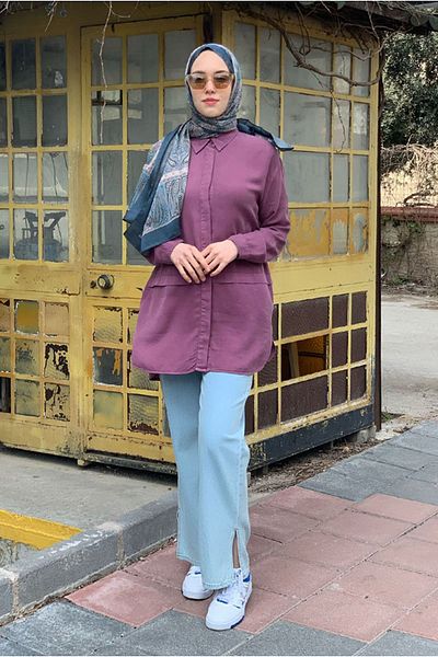 Moda Rosa 25Y7050 - Murdum - Fold Denim Shirt Tunic