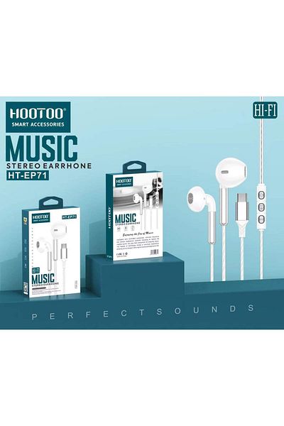 HooToo HOOTOO-TYPC-EP071 Wired Earphones - White