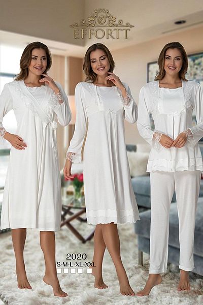 Effort Pijama Zerre Bebe Women's Ecru Maternity Pregnant Set of 4 with Easy Breastfeeding Features