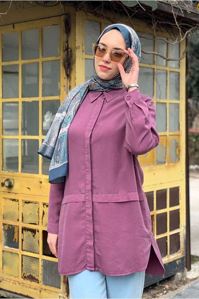 Moda Rosa 25Y7050 - Murdum - Fold Denim Shirt Tunic