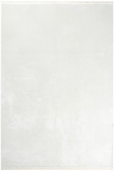 Venice Halı Sateen 6419 Beyaz Kaymaz Tabanlı Yumuşak Ve Parlak Dokulu Modern ...