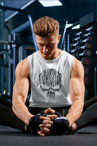 dutton Sportsman Punisher Punishing Printed Black Fitness Gym Tank Top - 0 Sl...