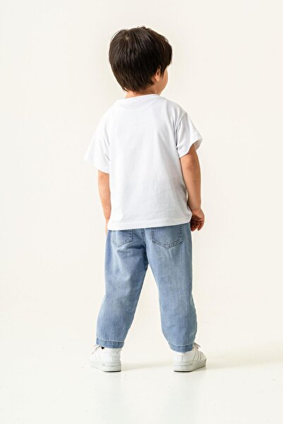 miabambim Jeans Pants Coordinated with Teddy Motif T-Shirt