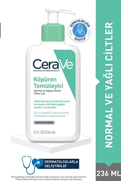 CeraVe Köpüren Temizleyici Seramid İçerikli Normal & Yağlı Ciltler Yüz Vücut ...