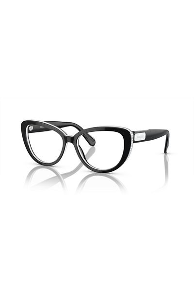 Swarovski Woman Cat Eye Eyeglasses- Sk 2014 - Lense Size:52mm - Black/white