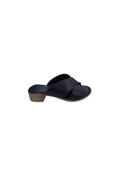 Kuum 100% Leather Buckle Heeled Women's Slippers