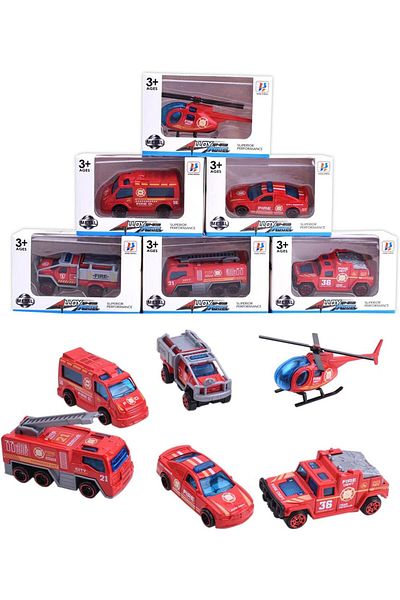 Generic Fire Emergency and Rescue Vehicles, Metal Vehicles, for Ages 3+ Years Old, Red