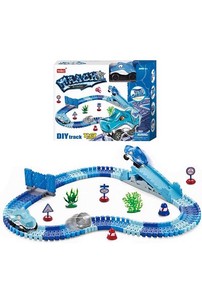 Generic Electric DIY Shark Track Set 113 Pieces - Electric Racing Track Set Featuring Sharks for Kids