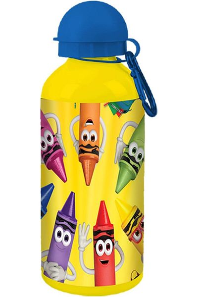LOL L.O.L Crayola Aluminium Water Bottle with a Hook for Kid, 600 ml Capacity, Yellow