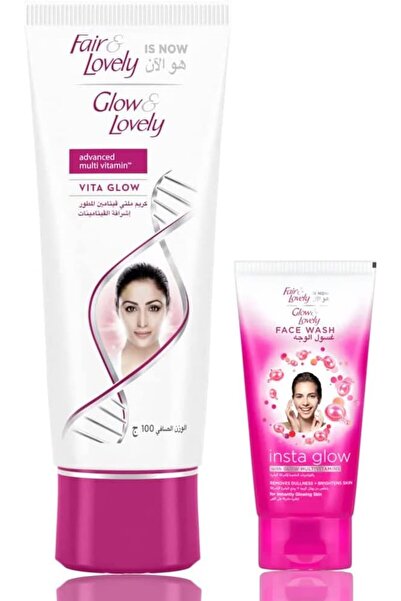 Glow & Lovely كريم متعدد الفيتامينات لبشرة متألقة وجميلة 100 غرام مع غسول للو...