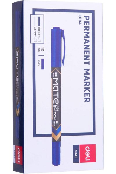 Deli Twin Permanent Marker BLUE