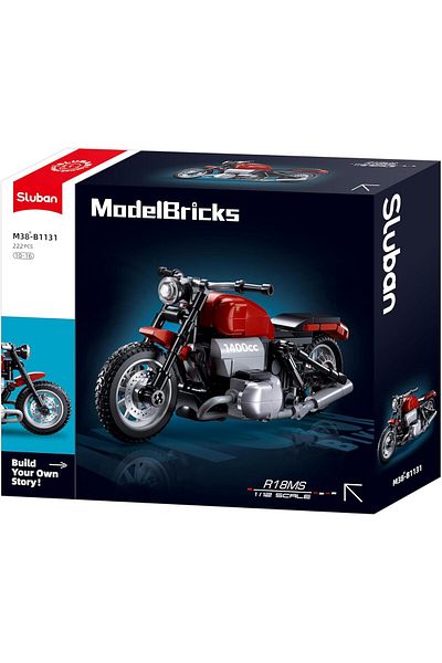 Sluban Power Bricks Series, Motorcycle R18 Building Set 222 Pieces, for Ages 10+ Years Old - Red