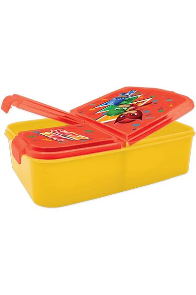 Pj Mask Pjmask Kids Plastic Lunch Box with 3 Compartments, Yellow/Red