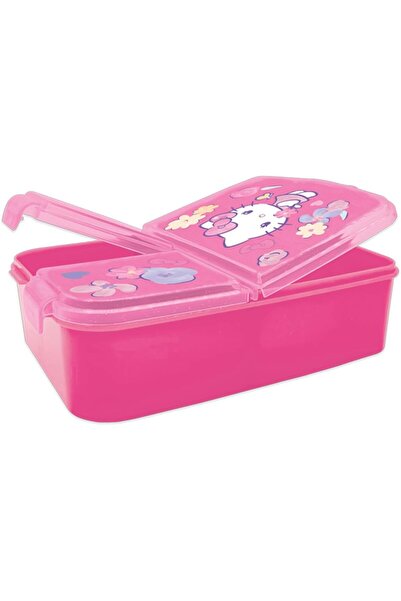 Hello Kitty Hellokitty Hello Kitty Plastic Portions Size Lunch Box with 3 Com...