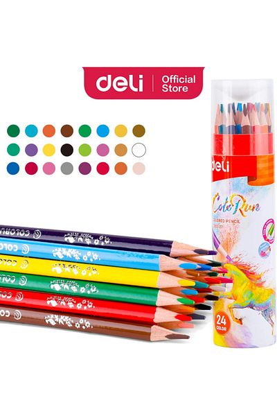 Deli Coloring Pencils with Sharpener 24-Piece Set, Multicolor