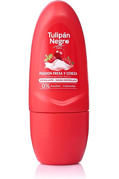 Tulipán Negro TULIPAN NEGRO Black Tulip Antiperspirant Roll-on Strawberry and Cherry 50 ml, 0% Alcohol and Dyes, C