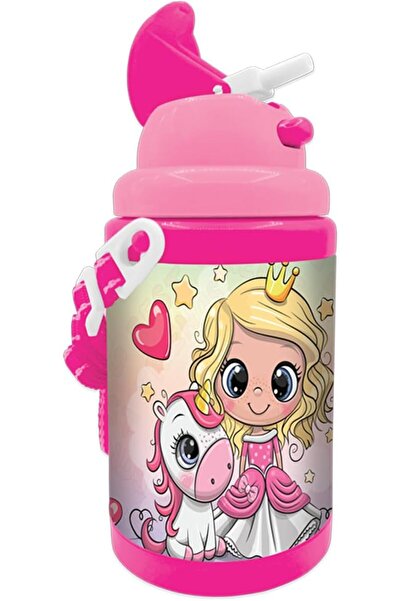 Generic Little Princess Plastic Water Bottle for Kids, 450 ml Capacity, Pink