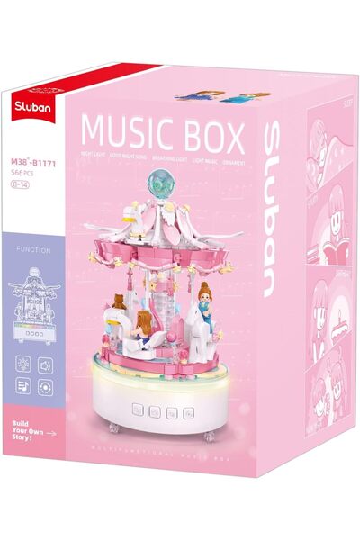 Sluban مجموعة بناء دائرية متعددة الوظائف مكونة من 566 قطعة، مع إضاءة وموسيقى وشخصيات صغيرة - لـ