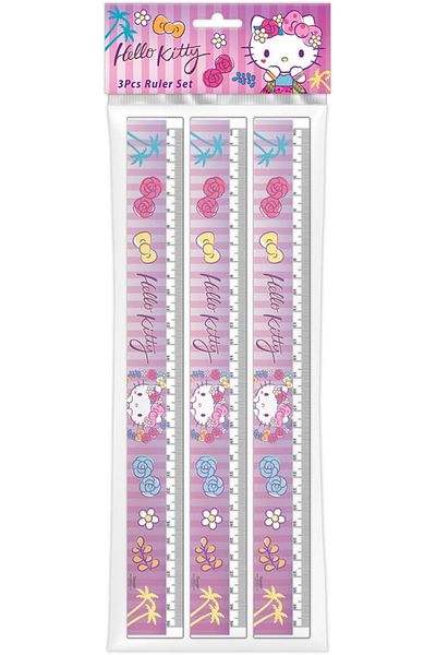 Hello Kitty Hellokitty Ruler 3-Pieces Set, 30 cm Size, Multicolor