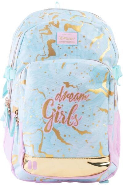 Pause Stylish Students Backpack, 17.5 Inch Size, Gold/Blue