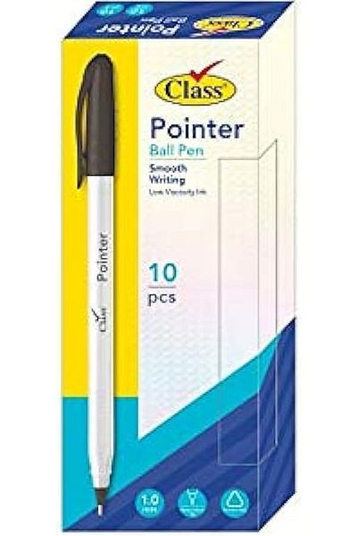 Class Pointer - Black Ink Ball Pen- 10 Pc Box