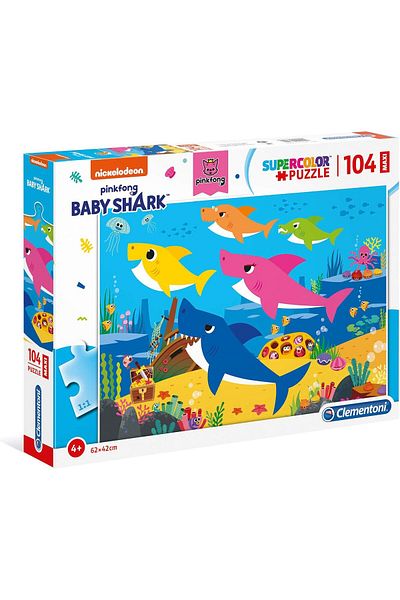 CLEMENTONI 23751 Baby Shark Supercolor Puzzle of 104 Maxi Pieces, Multi-Coloured