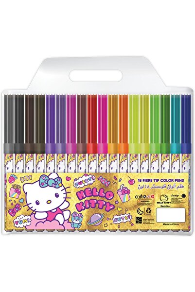 Hello Kitty مجموعة أقلام تلوين هالوكيتي 145498 برأس ليفي، 18 قطعة