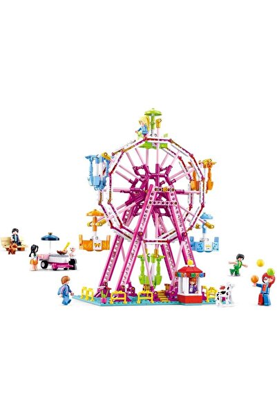 Sluban مجموعة بناء عجلة فيريس من سلسلة أحلام الفتيات، 789 قطعة، مع شخصيات صغي...