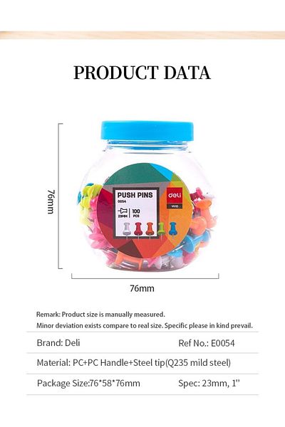 Deli E0054 Staples, 100-Pieces, 23 mm Size, Assorted Colors