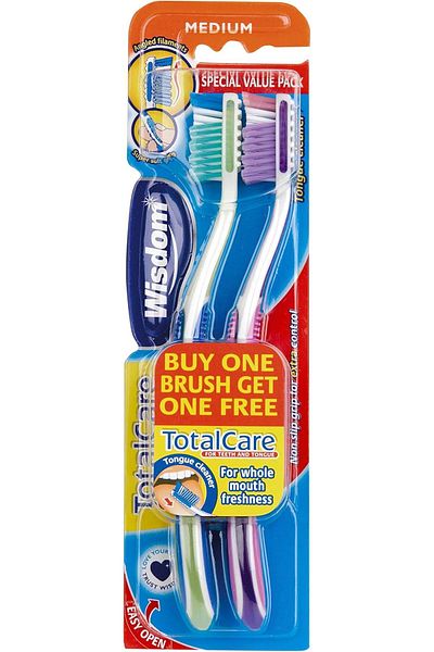 WISDOM Total Care Tooth Brush 2-Pieces, Medium