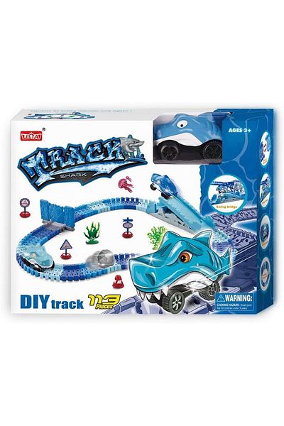 Generic Electric DIY Shark Track Set 113 Pieces - Electric Racing Track Set Featuring Sharks for Kids