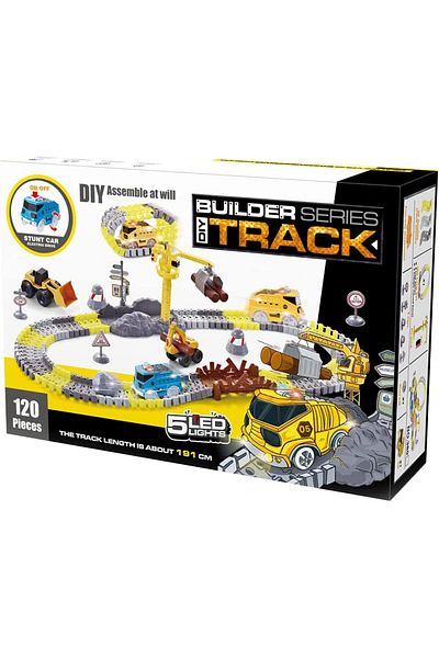 Generic Builder Series 120pcs - DIY Track with 5 LED Lights - Kids Racing Toy Cars Set