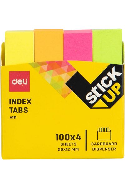 Deli EA11102 Stick Up Index Tabs 400-Sheets, 50 mm x 12 mm Size
