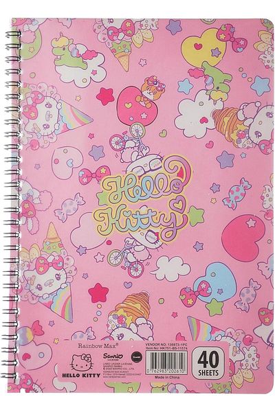Rainbow Max دفتر ملاحظات حلزوني من Hello Kitty B5، دفتر رسم سلكي مسطر، دفتر ملاحظات يوميات مخطط للمذكرات