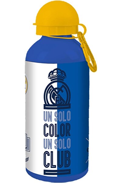 Real Madrid زجاجة مياه ألومنيوم للأطفال من ريال مدريد بخطاف، سعة 600 مل، أزرق...