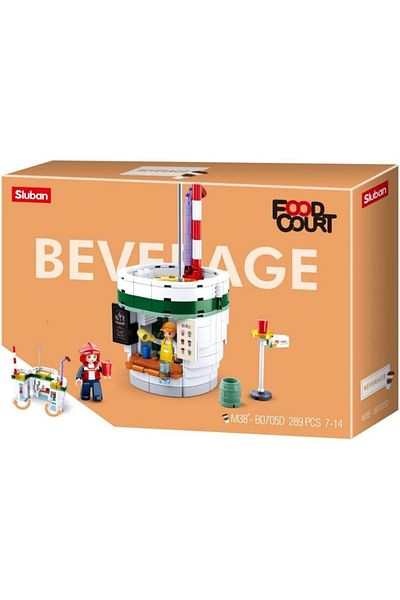 Sluban Food Court Series - Beverage House Building Blocks 289 PCS with 2 Mini Figures - For Age 7+ Y