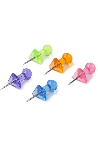 Deli E0030 Transparent Colored Push Pin 100-Pack, Multicolor
